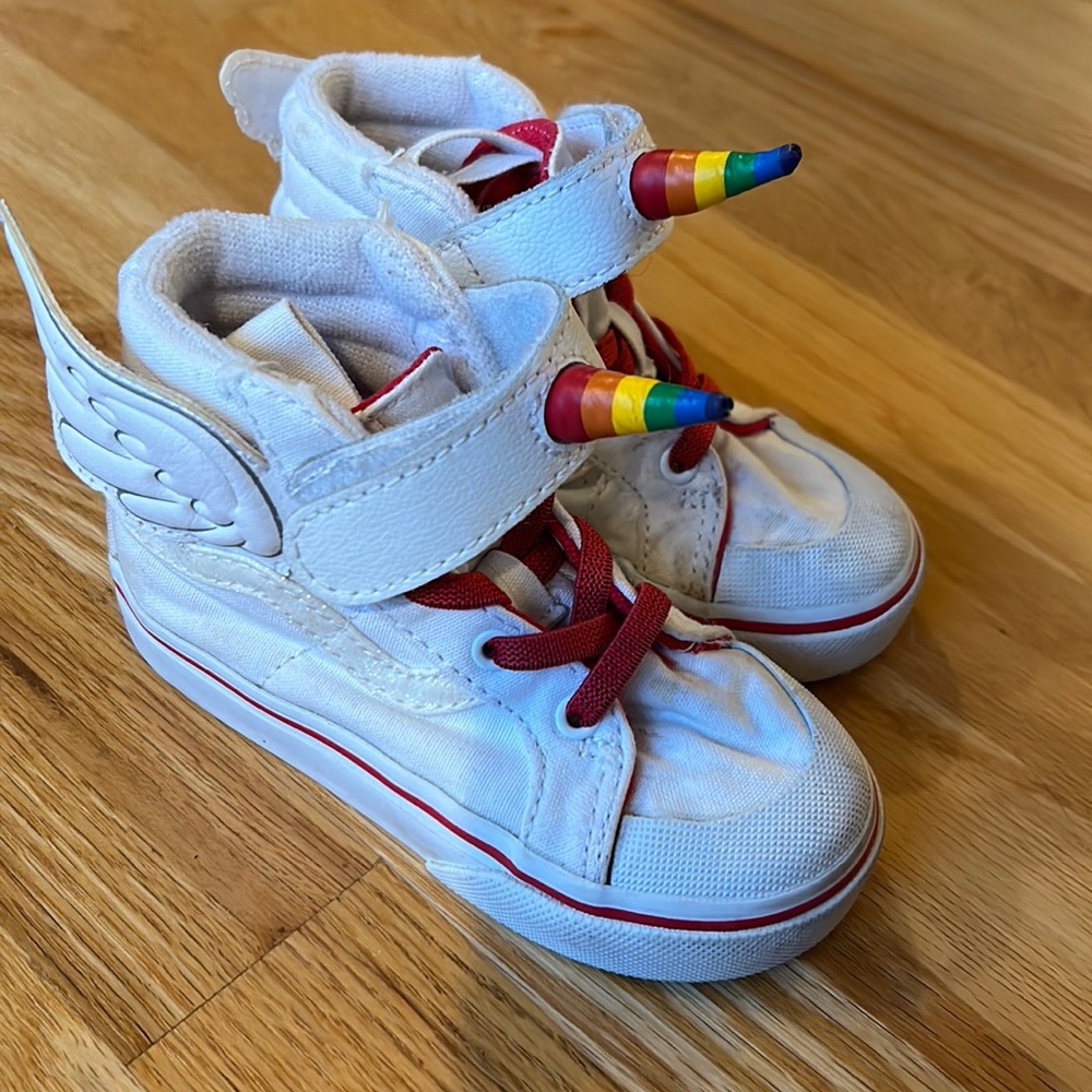 Toddler size 7 Vans rainbow unicorn high tops
